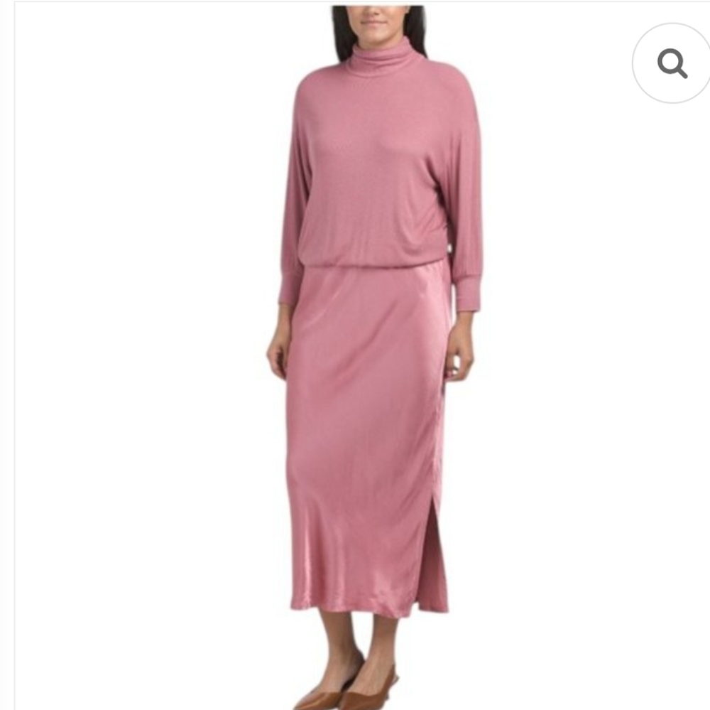 MICHAEL STARS Made In Usa Padma 2-in-1 Pink Long Sleeve Dress Sm